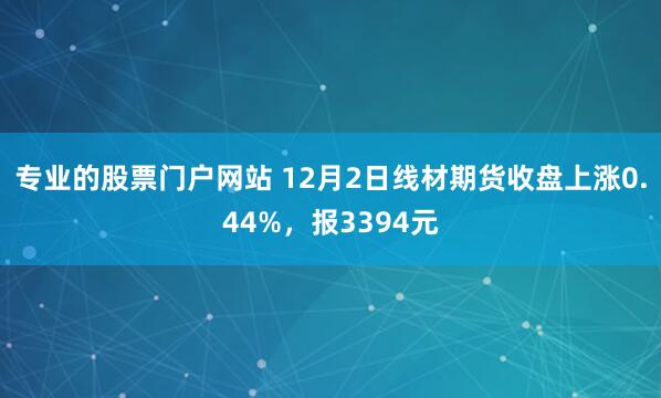 专业的股票门户网站 12月2日线材期货收盘上涨0.44%，报3394元
