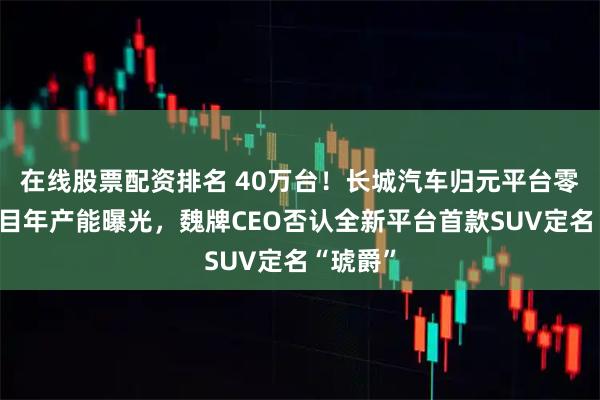 在线股票配资排名 40万台！长城汽车归元平台零部件项目年产能曝光，魏牌CEO否认全新平台首款SUV定名“琥爵”